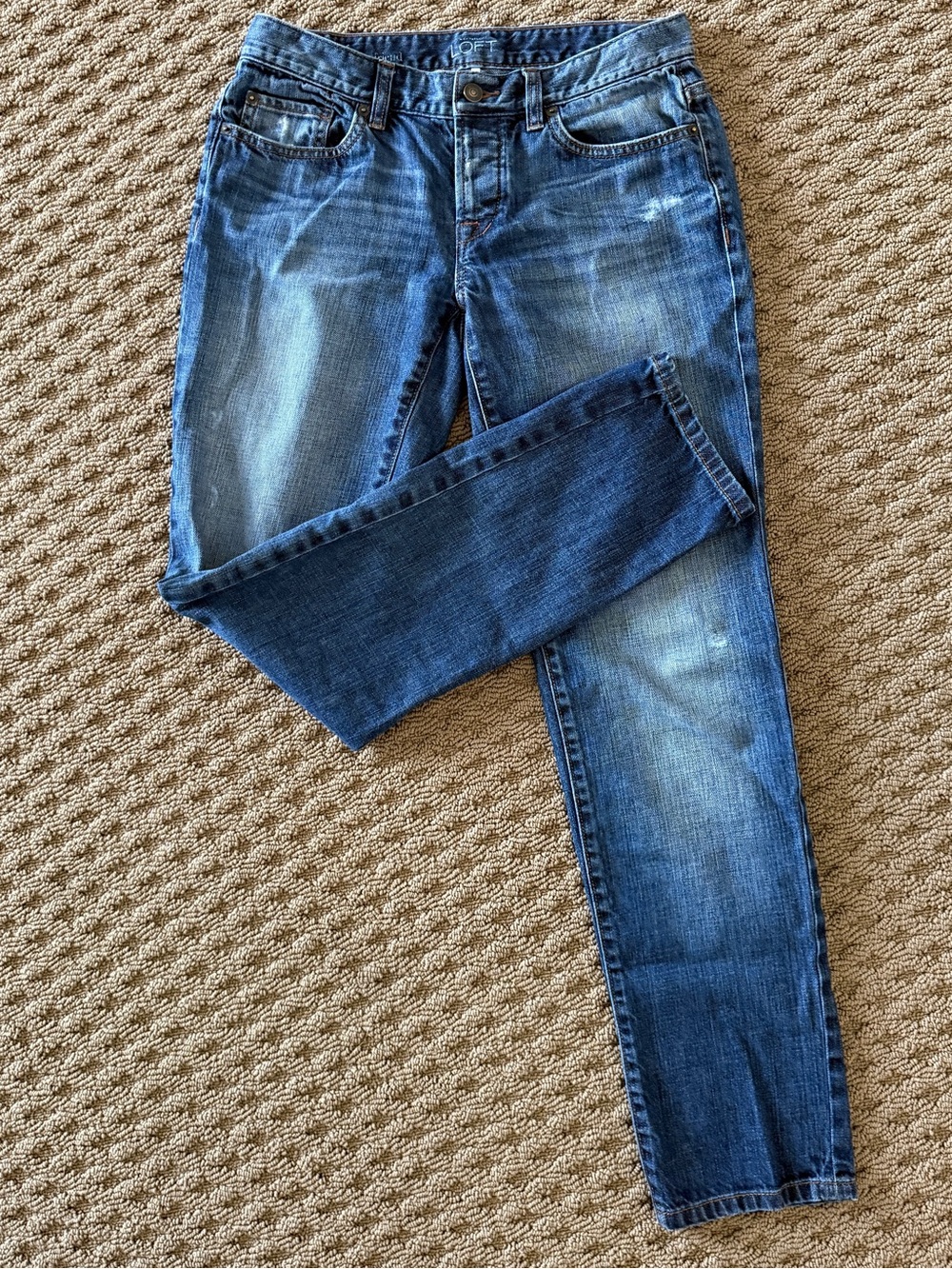 LOFT Distressed Boyfriend Jeans in Medium Blue Wash